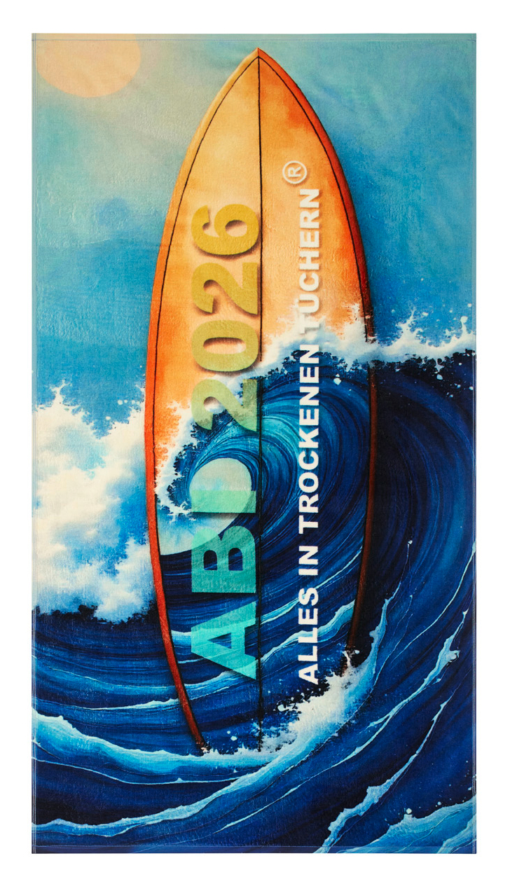 Egeria Strandtuch bedruckt Surfboard Abi 2026 | 385 dark blu
