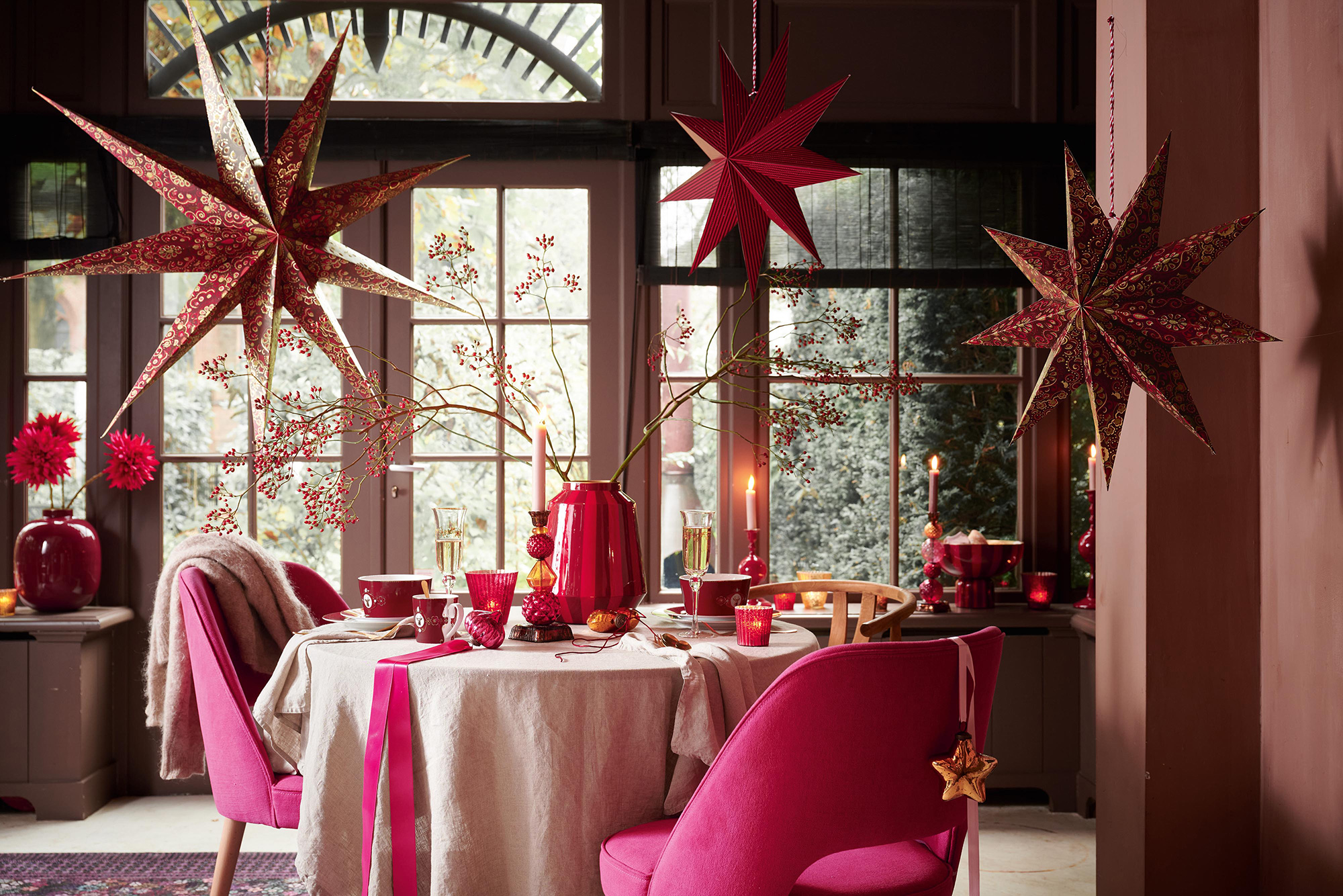 Pip Studio Kerzenhalter Metall Love Birds | dunkelrot