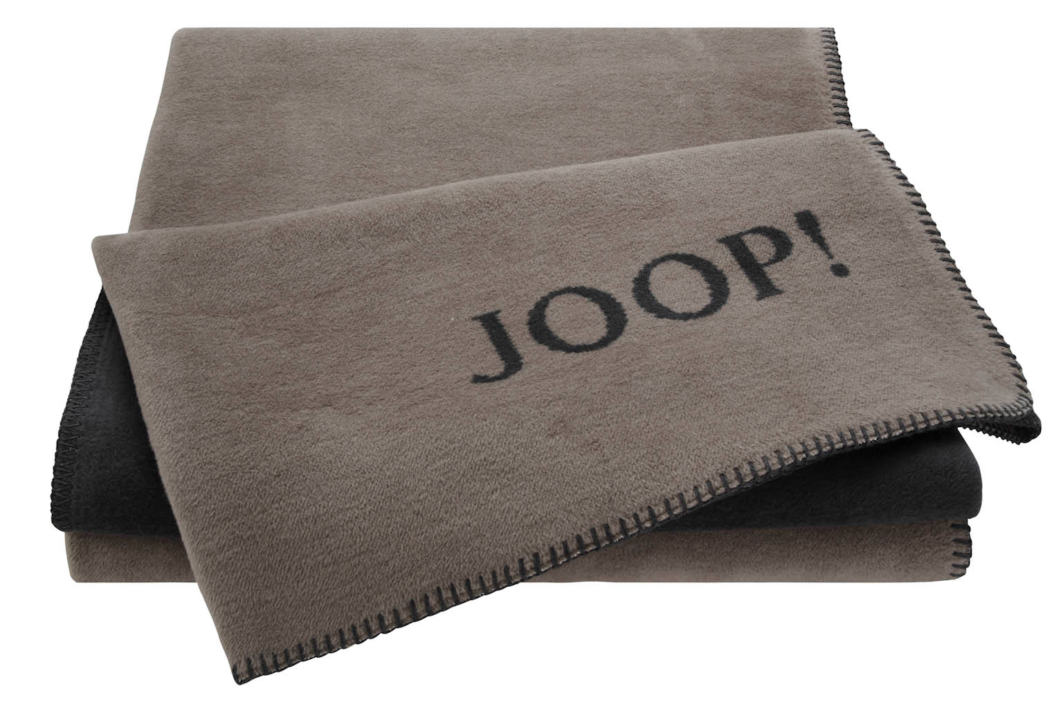 JOOP! Plaid / Wohndecke UNI-DOUBLEFACE | Taupe-Anthrazit