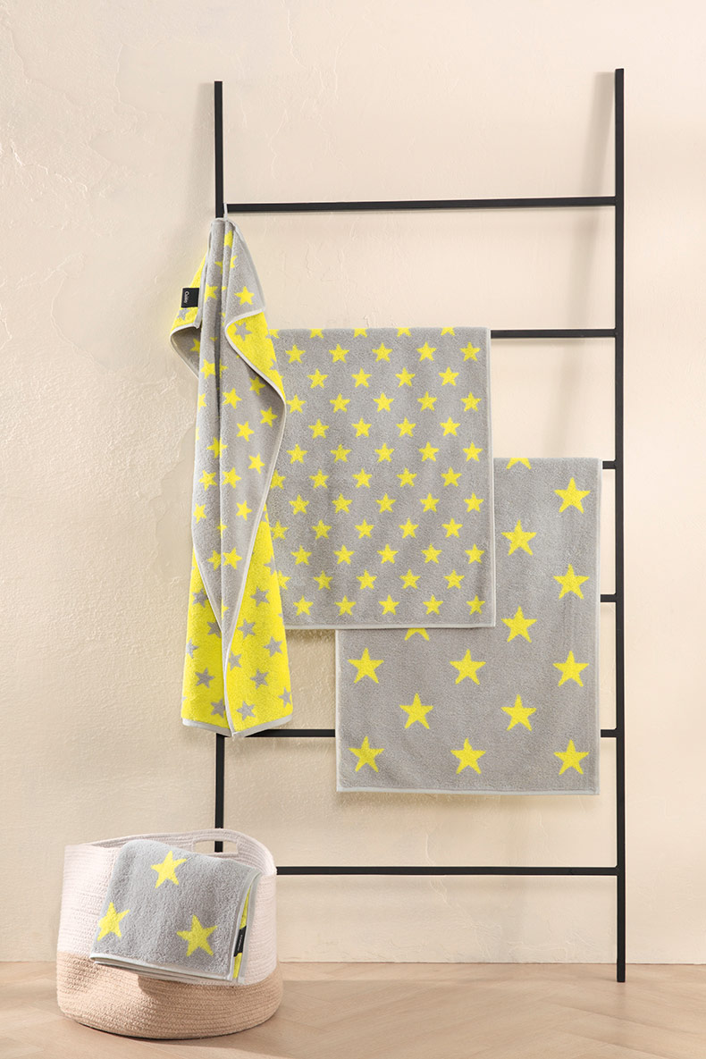Cawö Handtuch New Stars 6261 | 75 platin/lime