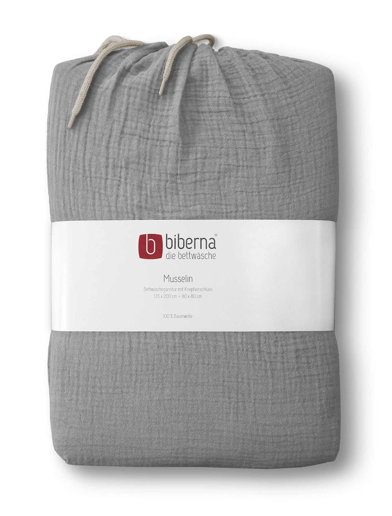 Biberna Musselin-Bettwäsche 0480500 | 017 Sturmgrau