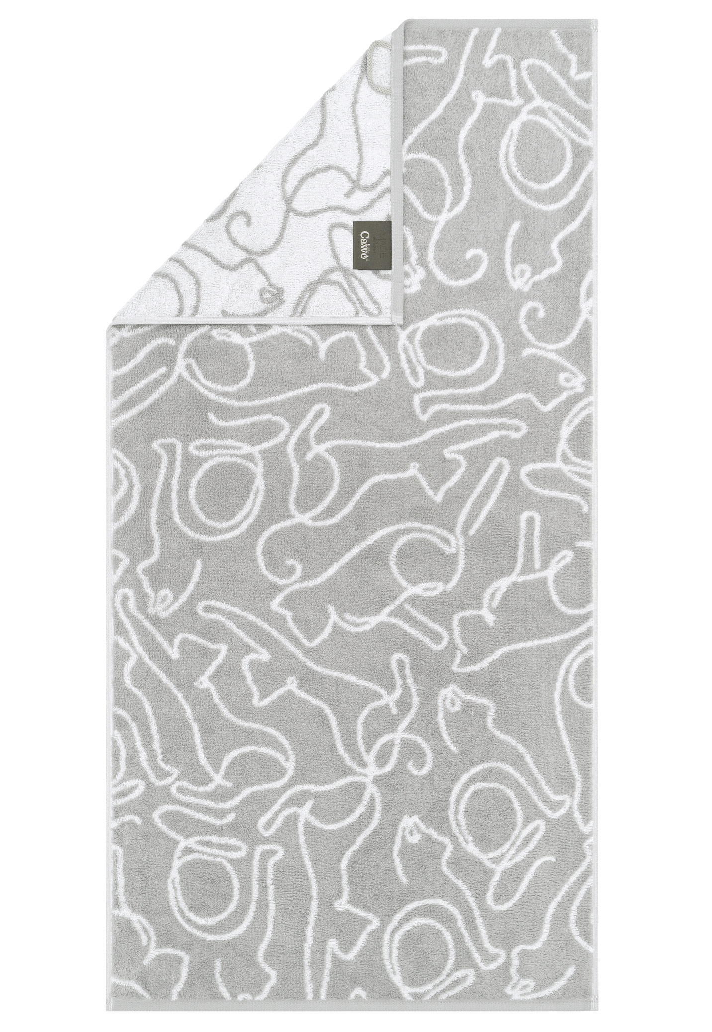 Cawö Handtuch Cute Cats | 76 platin/weiß