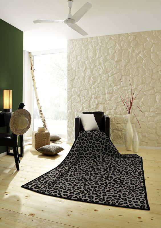 Biederlack Plaid / Wohndecke Cotton Home | Leo Dark