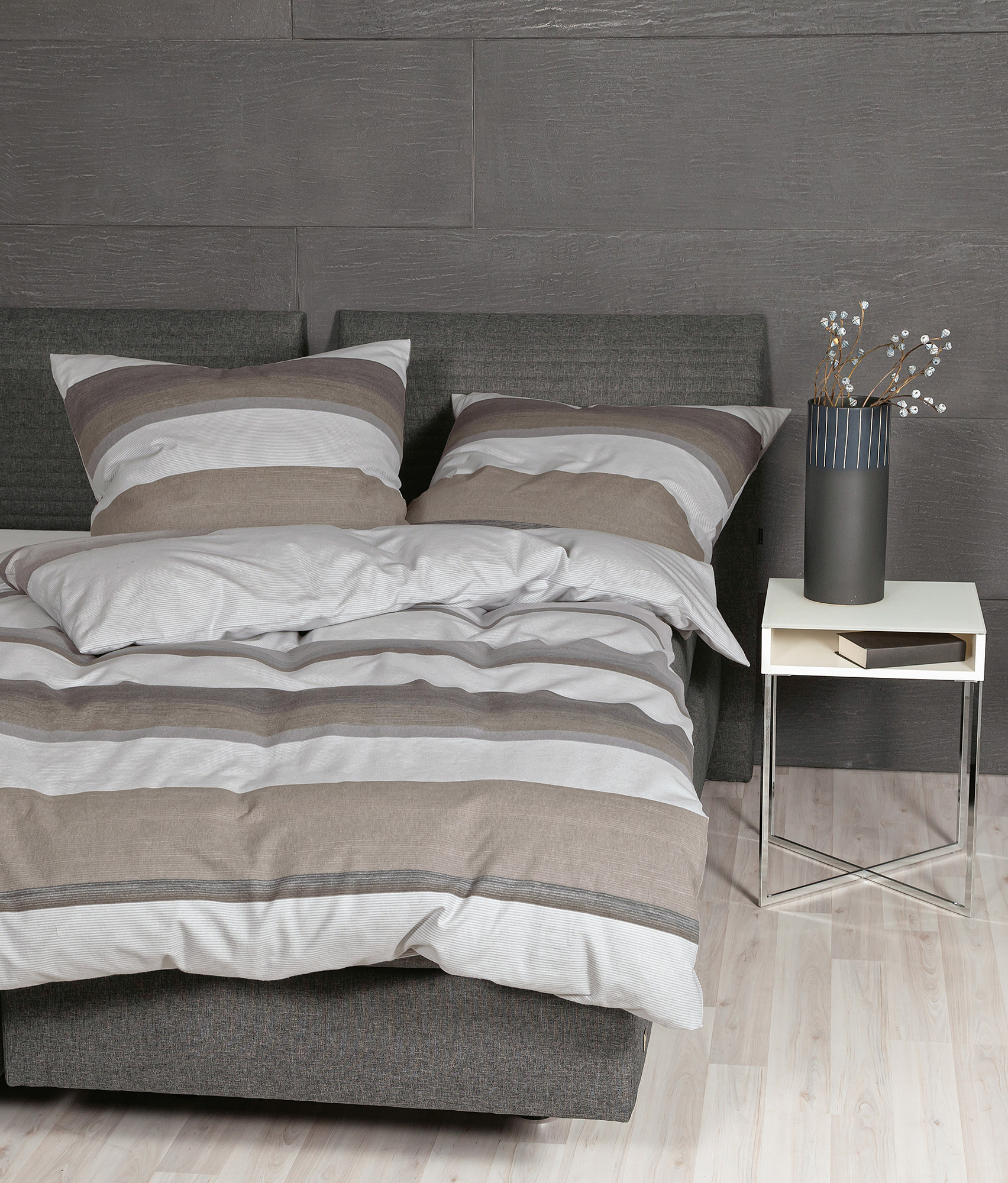 Janine Feinbiber-Bettwäsche DAVOS | 08 schiefer