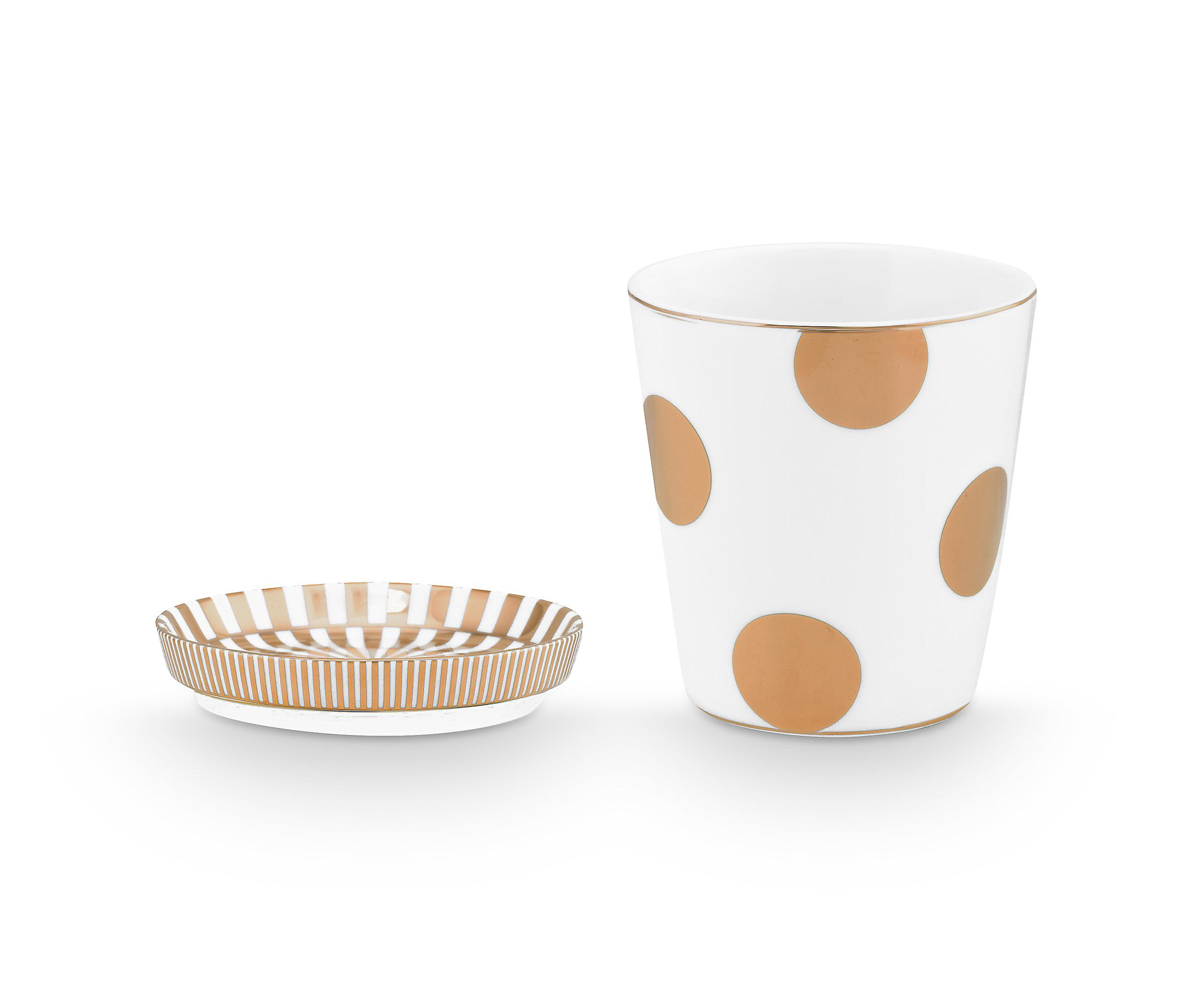 Pip Studio 2er Set Tasse & Teebeutelablage Dot Delight | Wei