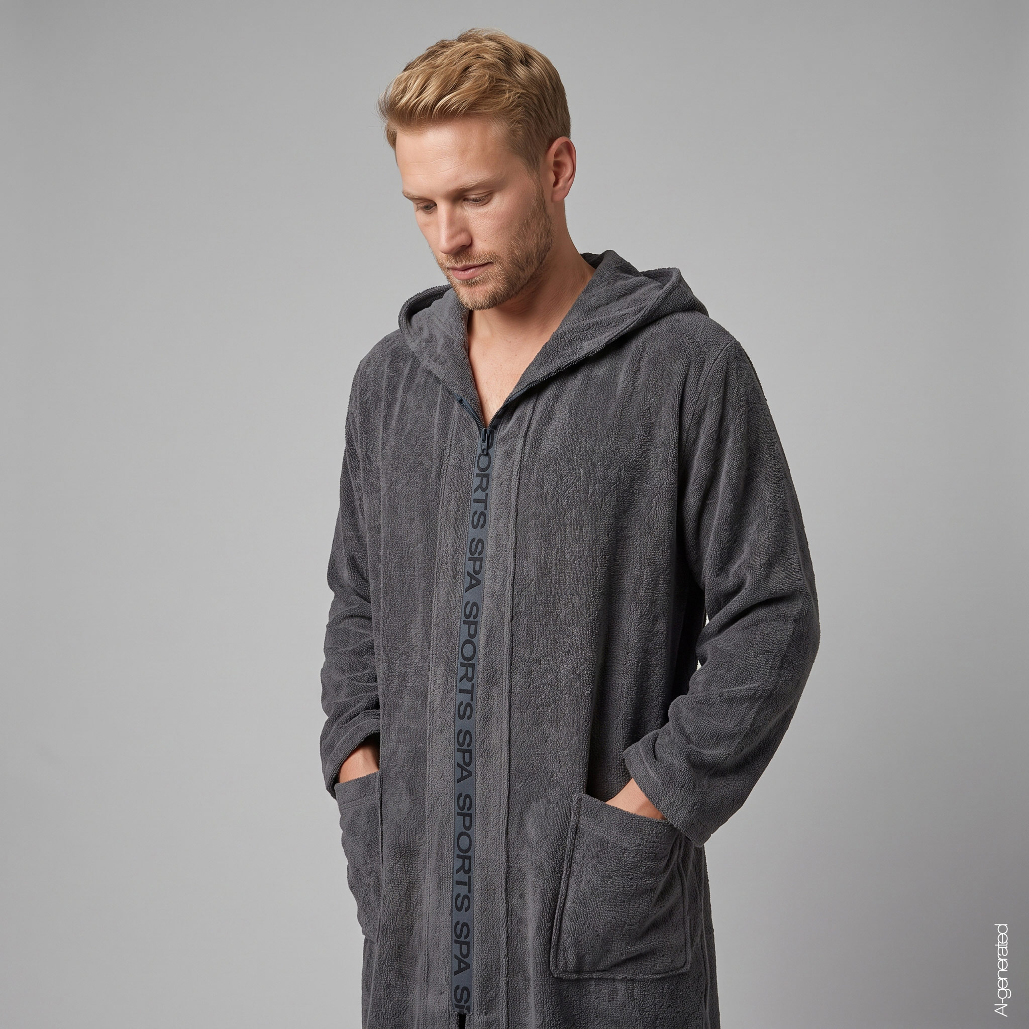 Cawö Herren Kapuze-Bademantel  6850 | 774 anthrazit