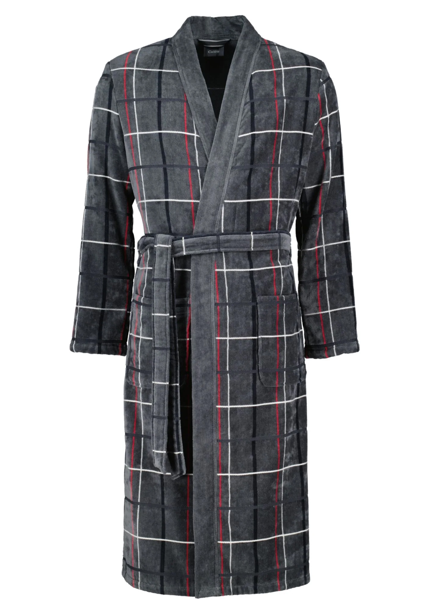 Cawö Herren Kimono-Bademantel 4853 | 79 anthrazit-rot