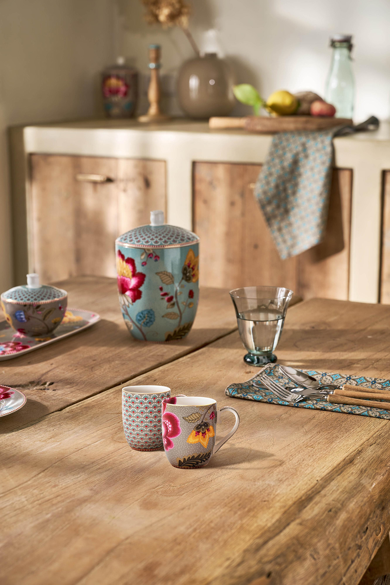 Pip Studio 2er Set Tassen klein Blooming Tales | Khaki