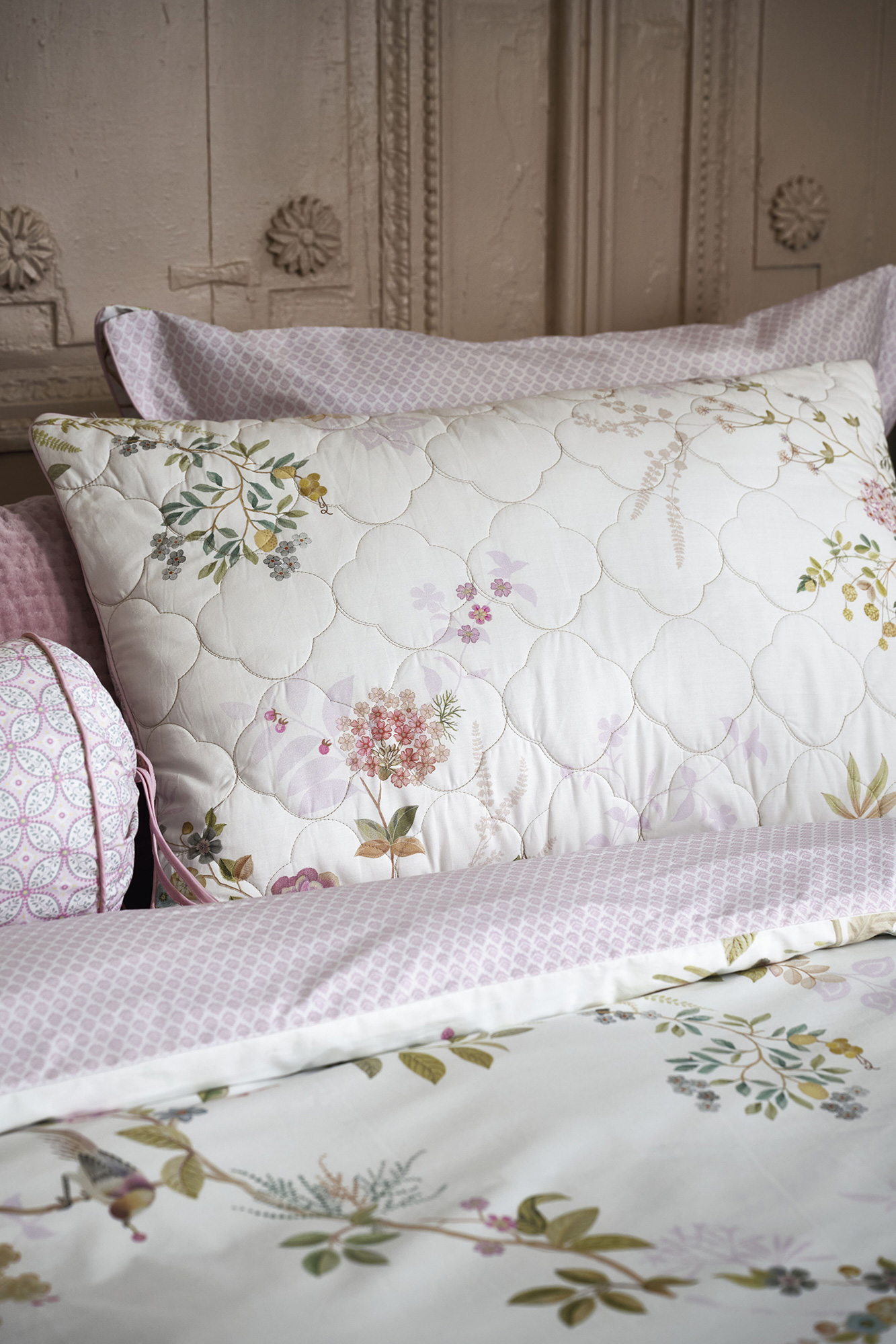 Pip Studio quilted Zierkissen Bustani | weiss