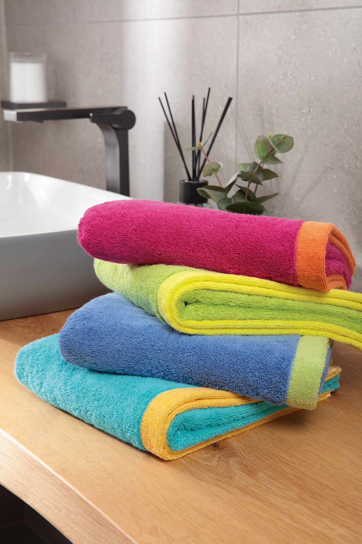 Cawö Handtuch Lifestyle Splash 7071 | 15 türkis/apricot