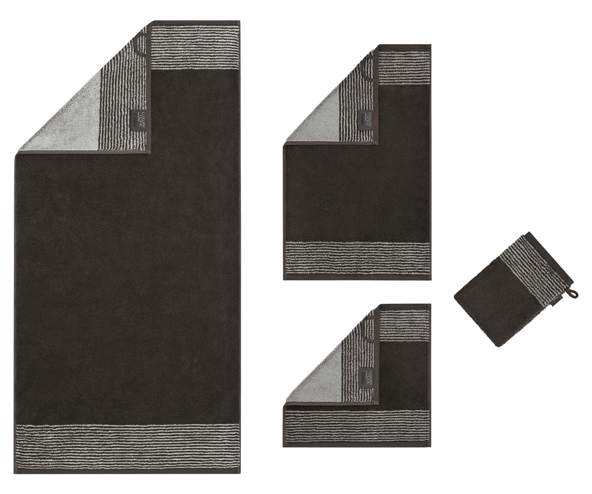 Cawö Handtuch Luxury Home Two-Tone 590 | 73 basalt