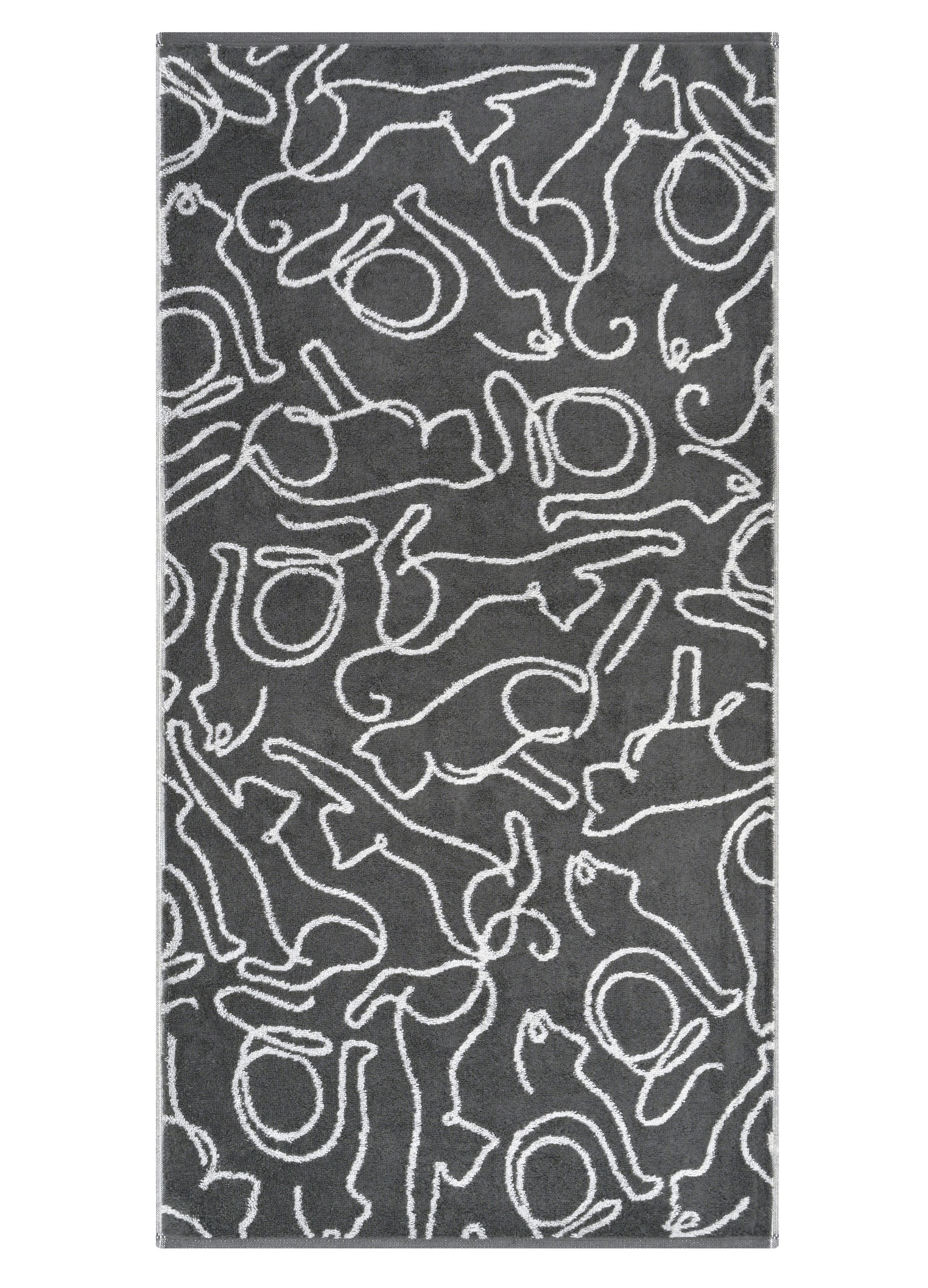 Cawö Handtuch Cute Cats | 77 basalt/platin