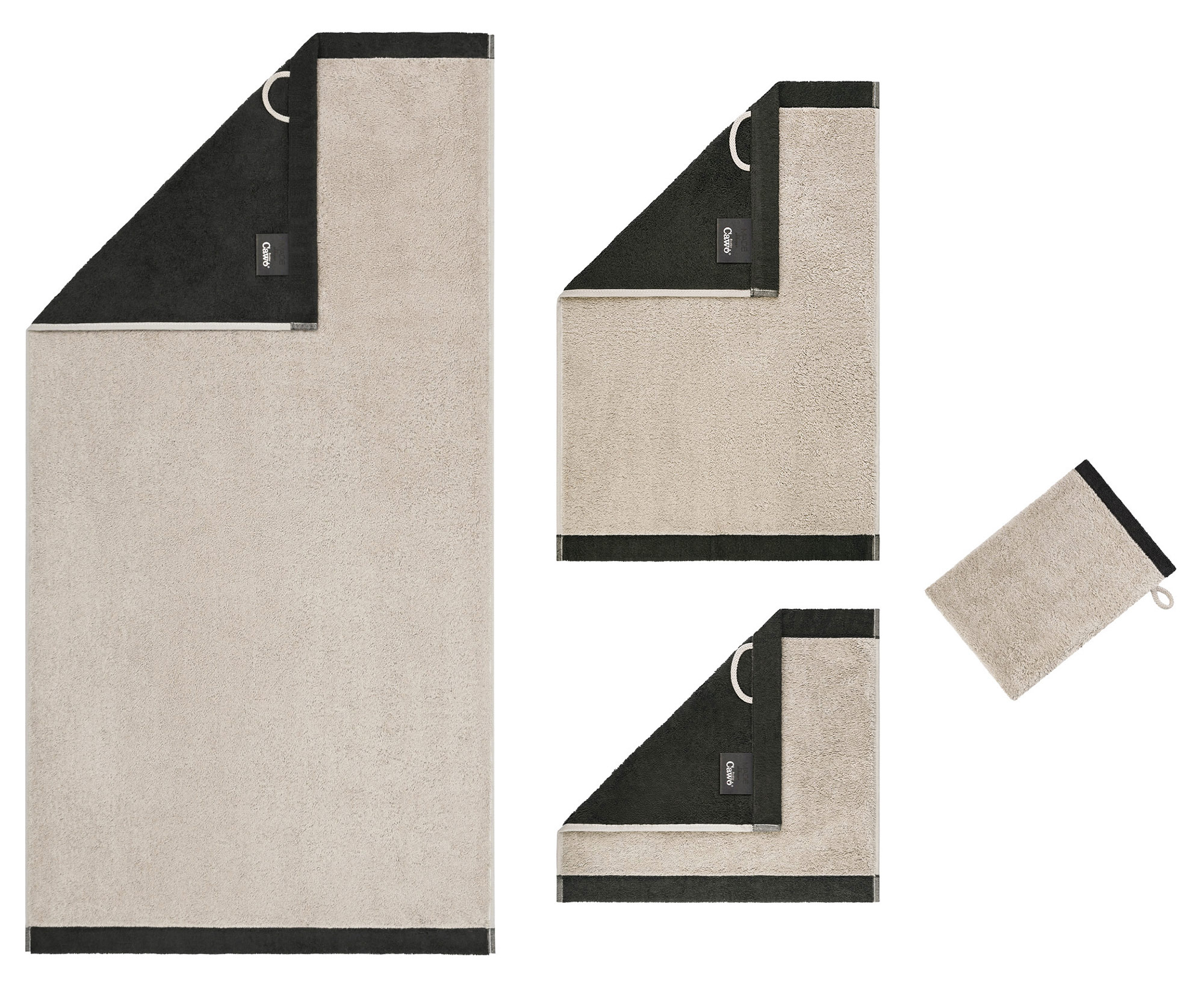 Cawö Handtuch Lifestyle Splash 7071 | 37 leinen/basalt