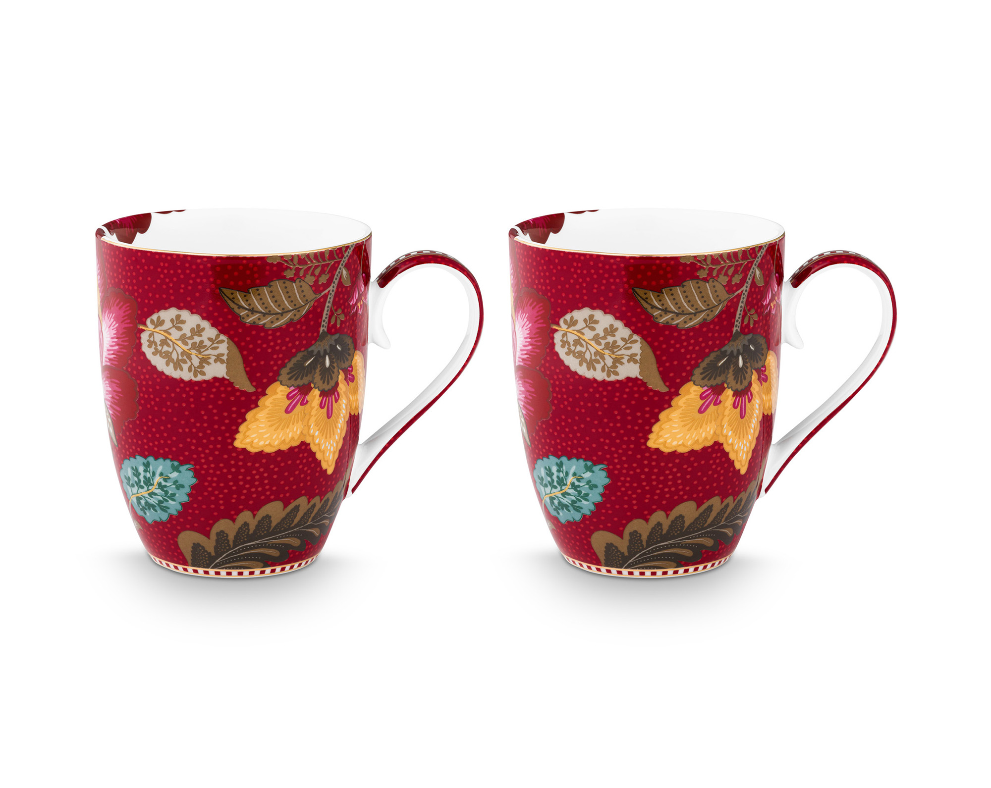 Pip Studio 2er Set Becher gross Blooming Tales | Dark Red