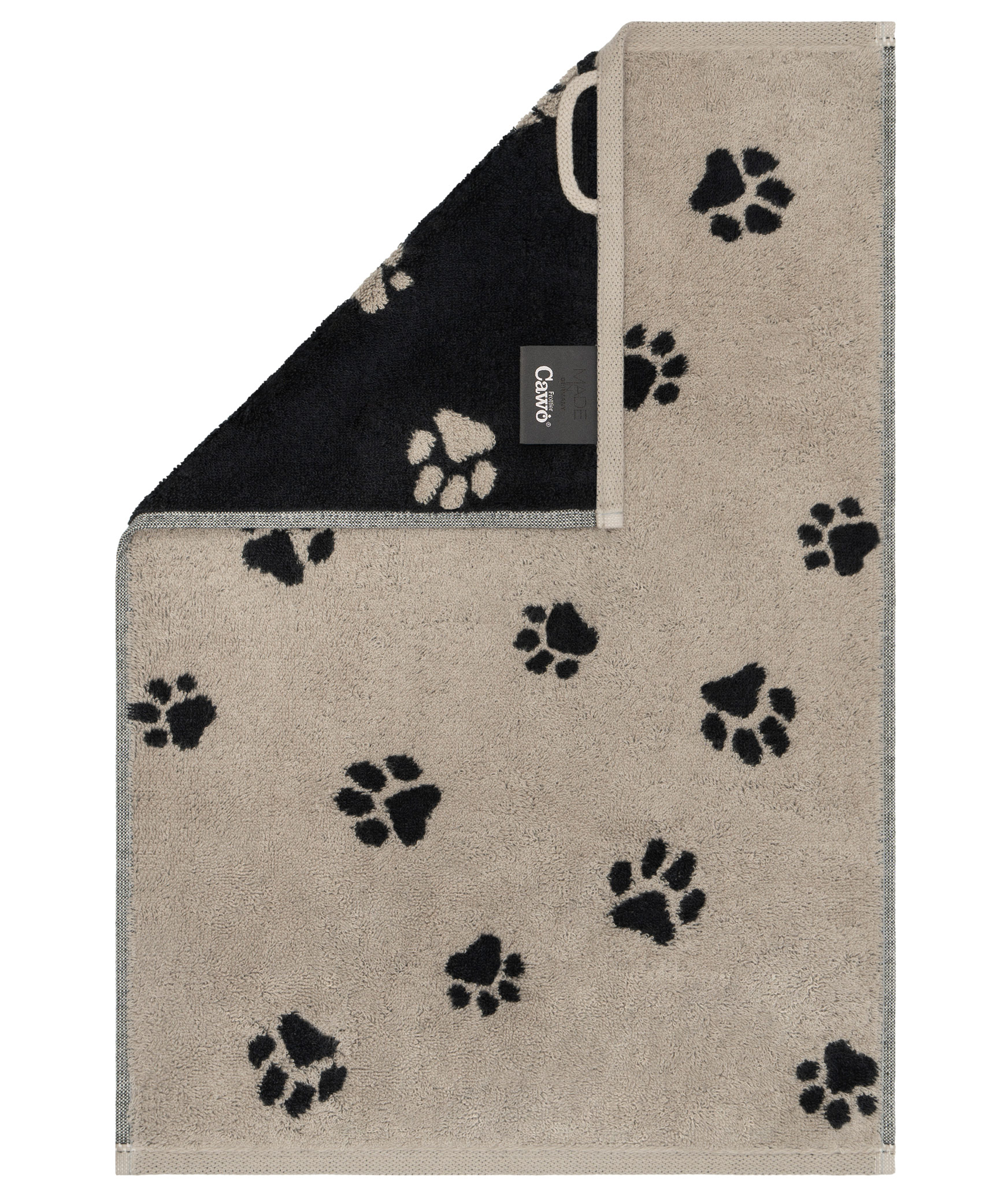 Cawö Gästetuch We love Dogs 6247 | 93 schwarz/beige