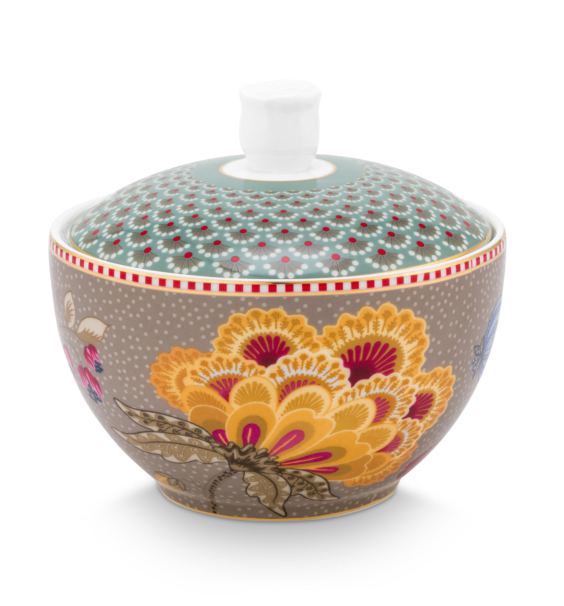 Pip Studio Zuckerdose Blooming Tales | Khaki-Blue