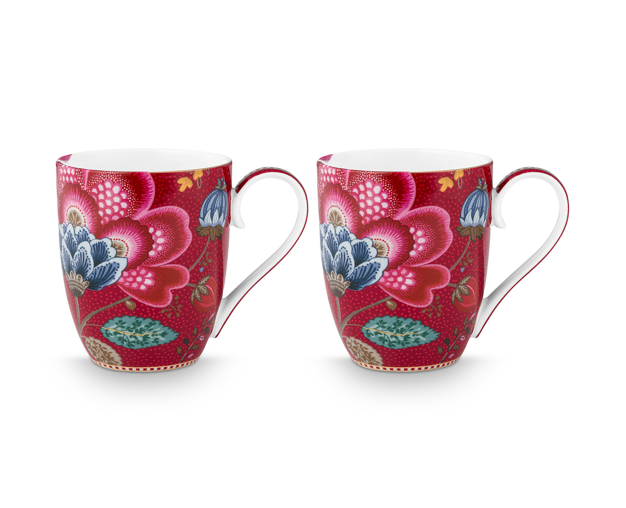 Pip Studio 2er Set Becher XL Blooming Tales | Dark Red