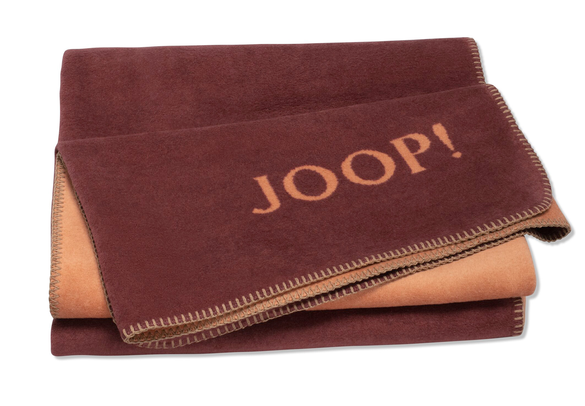 JOOP! Plaid / Wohndecke UNI-DOUBLEFACE | Granat-Kupfer