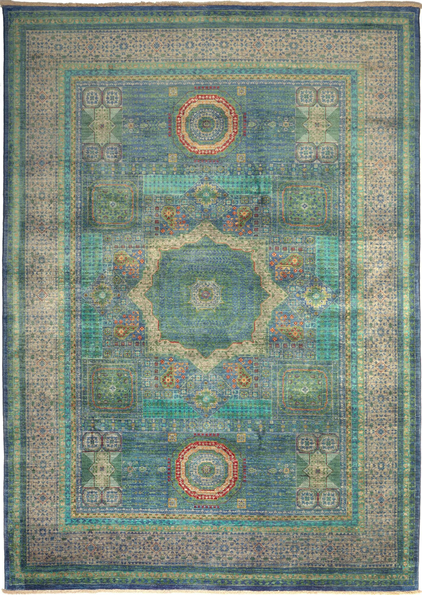 Mamlouk Orientteppich Pakistan | grün 295 x 207 cm