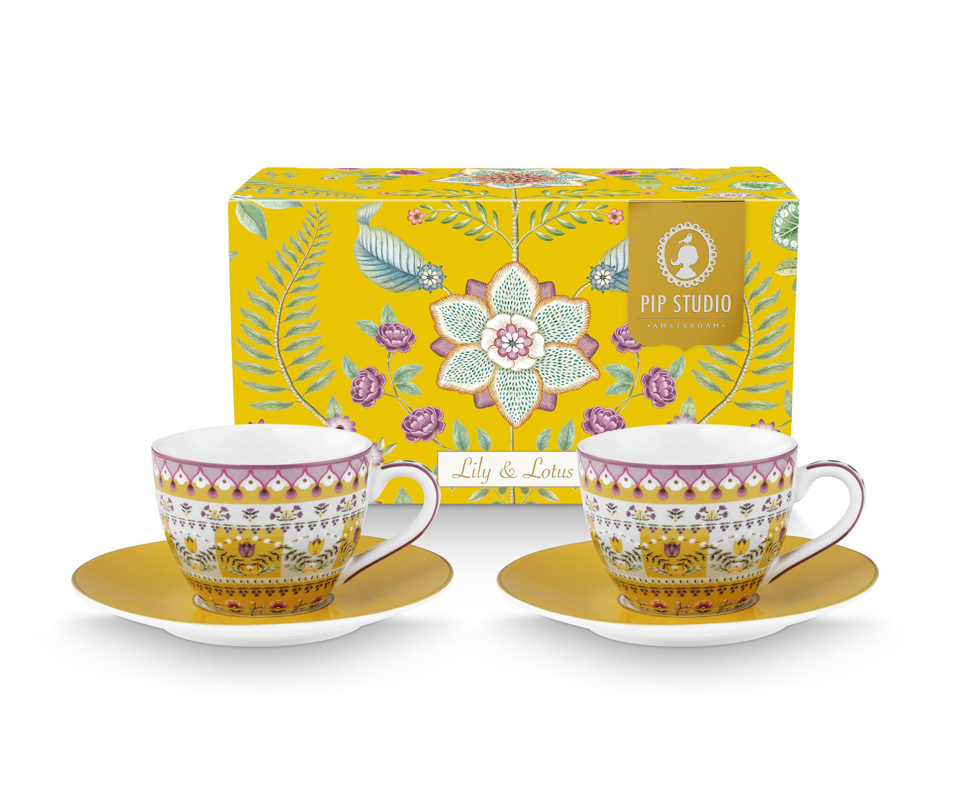 Pip Studio 2er Set Espresso Tasse & Untertasse Lily & Lotus