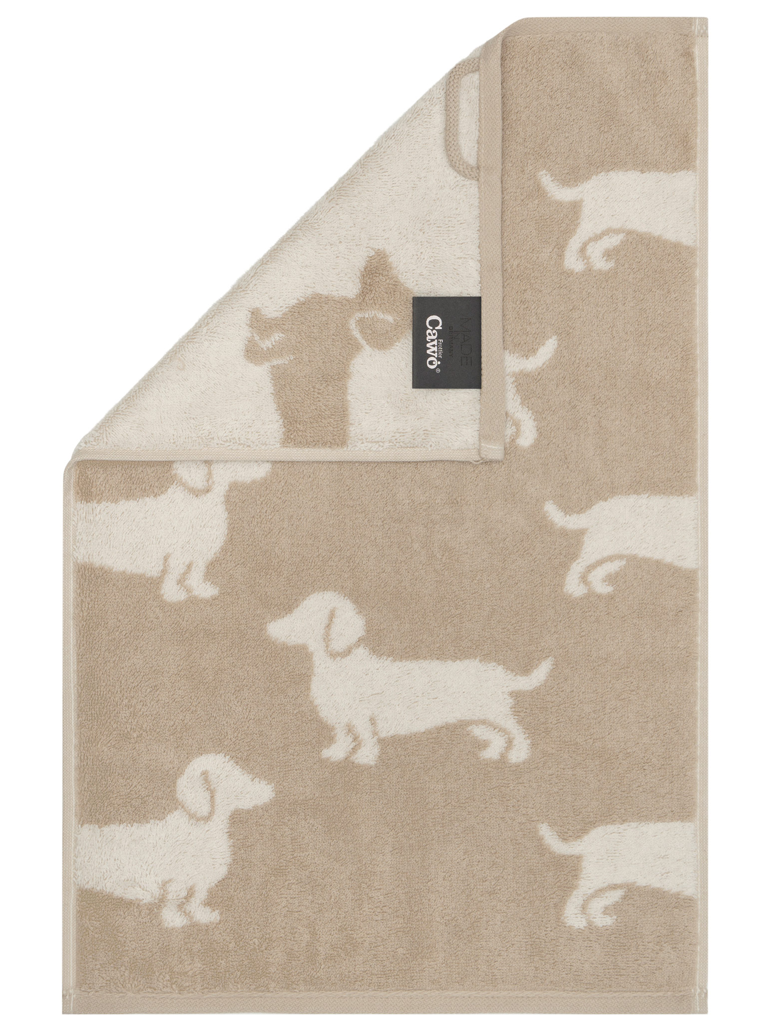 Cawö Gästetuch We love Dogs 6246 | 33 natur/beige