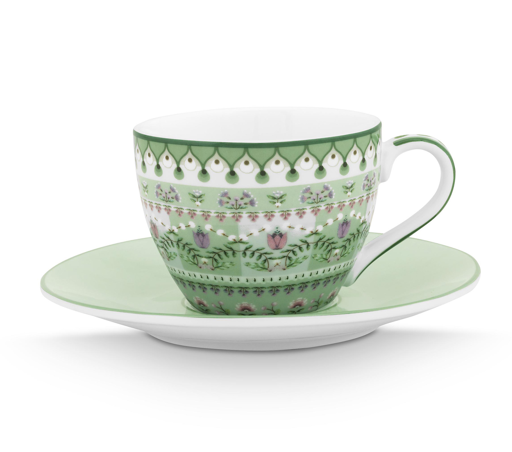 Pip Studio Espresso Tasse & Untertasse Lily&Lotus | hellgrün