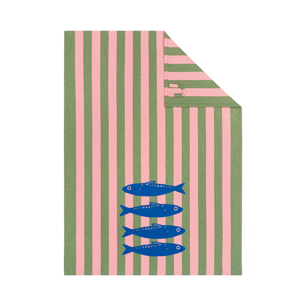 Cawö Geschirrtuch Prints & Stripes 543 | 24 oliv/rosa
