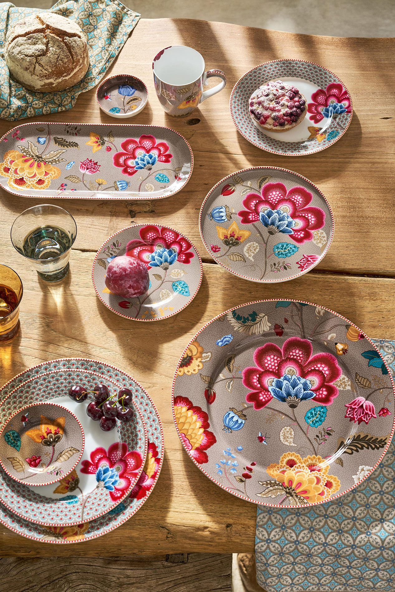 Pip Studio 4 Servietten Blooming Tales | Khaki-Blue