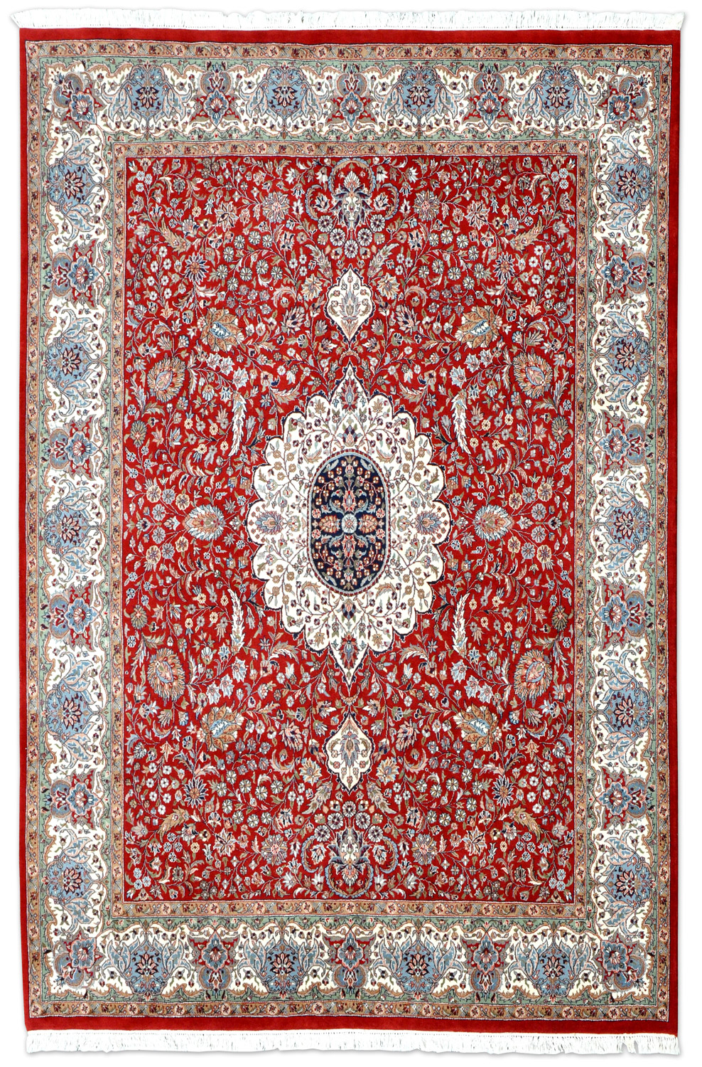 Kerman Orientteppich Indien rot | Schurwolle 242 x 312 cm