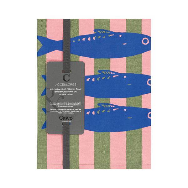 Cawö Geschirrtuch Prints & Stripes 543 | 24 oliv/rosa