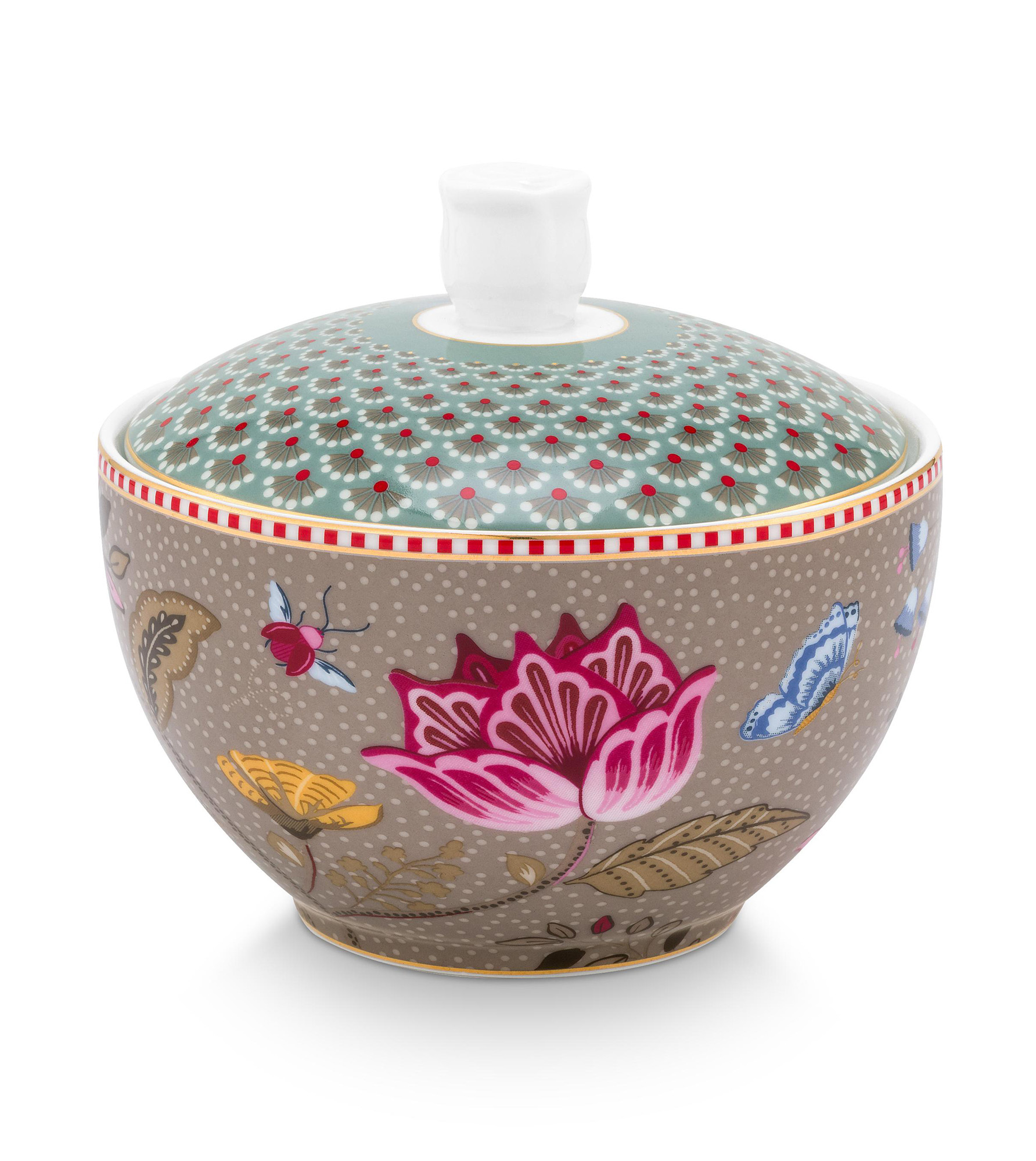 Pip Studio Zuckerdose Blooming Tales | Khaki-Blue