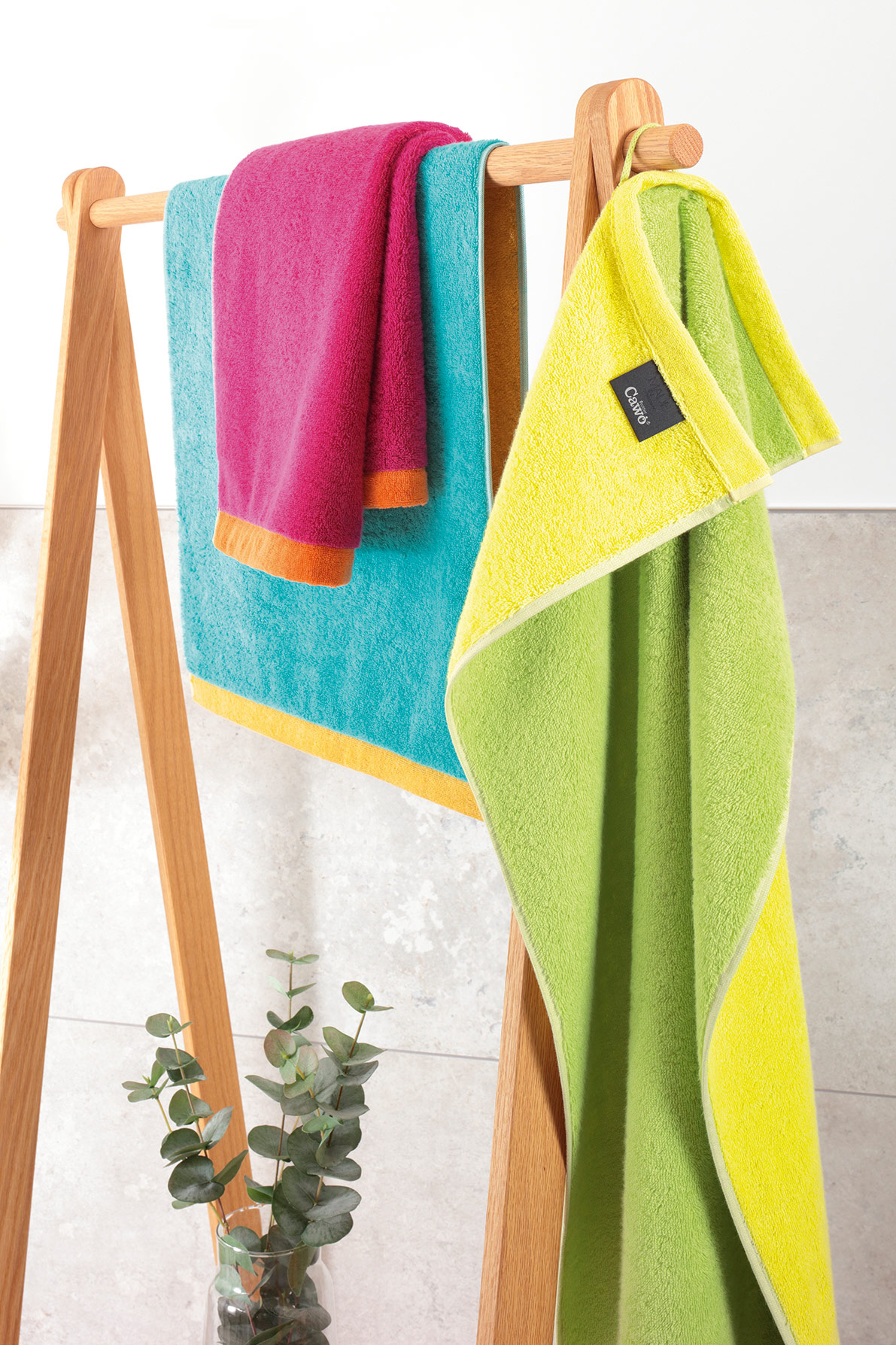 Cawö Duschtuch Lifestyle Splash 7071 | 15 türkis/apricot