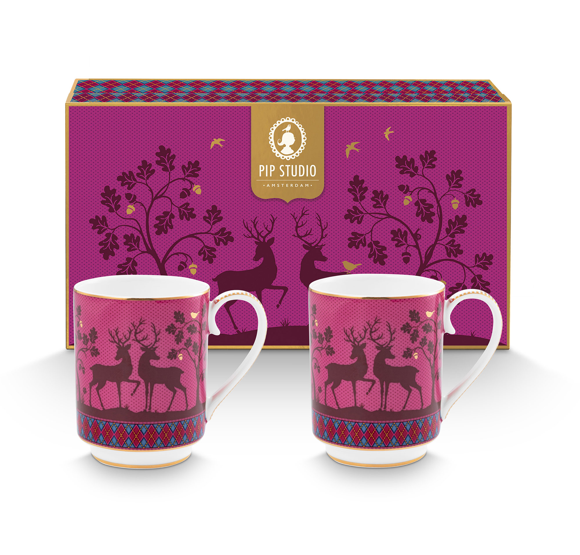 Pip Studio 2er Set Becher gross Deerest Darling | Pink