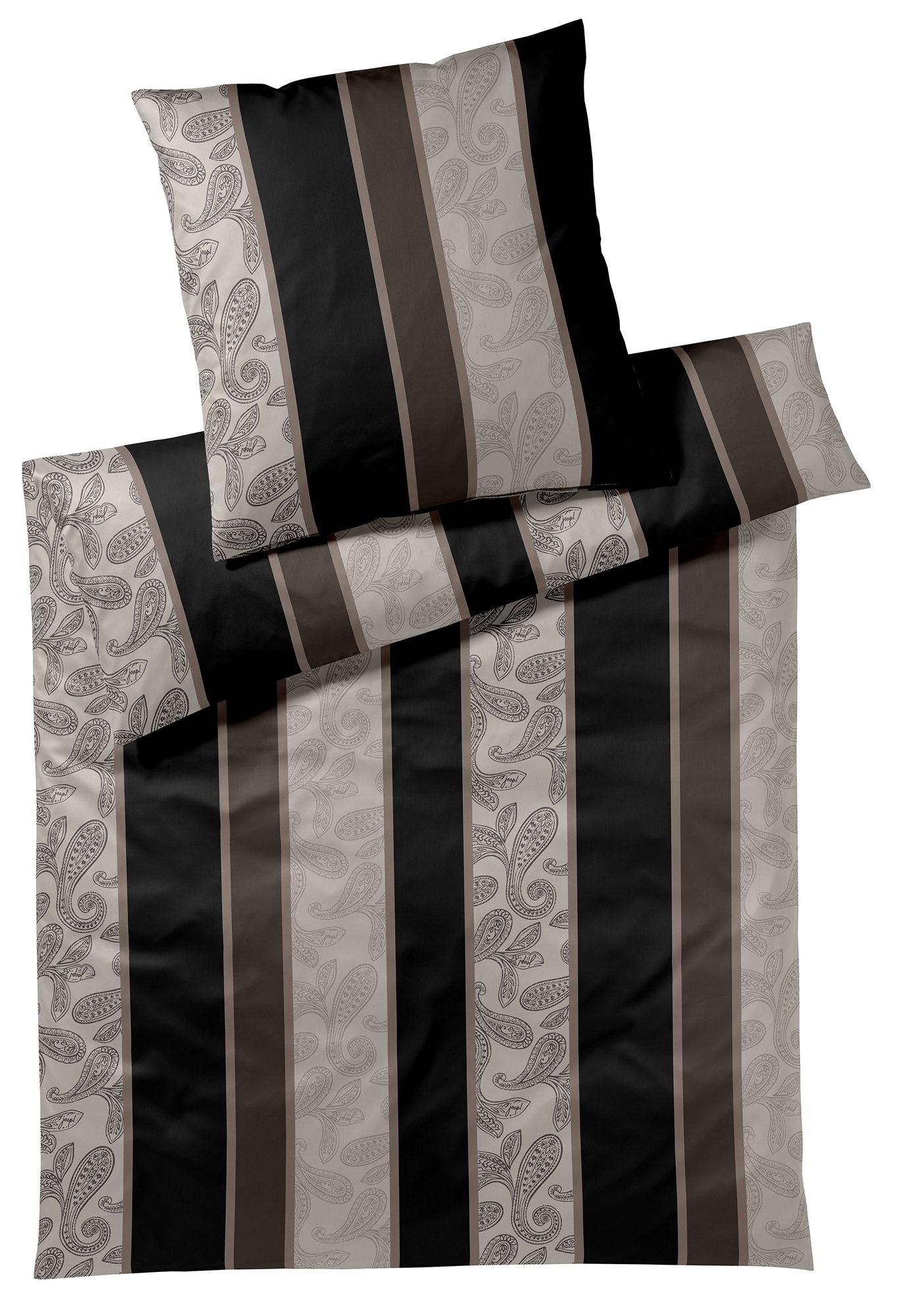 JOOP! Satin Bettwäsche Paisley Stripes | 9 Black