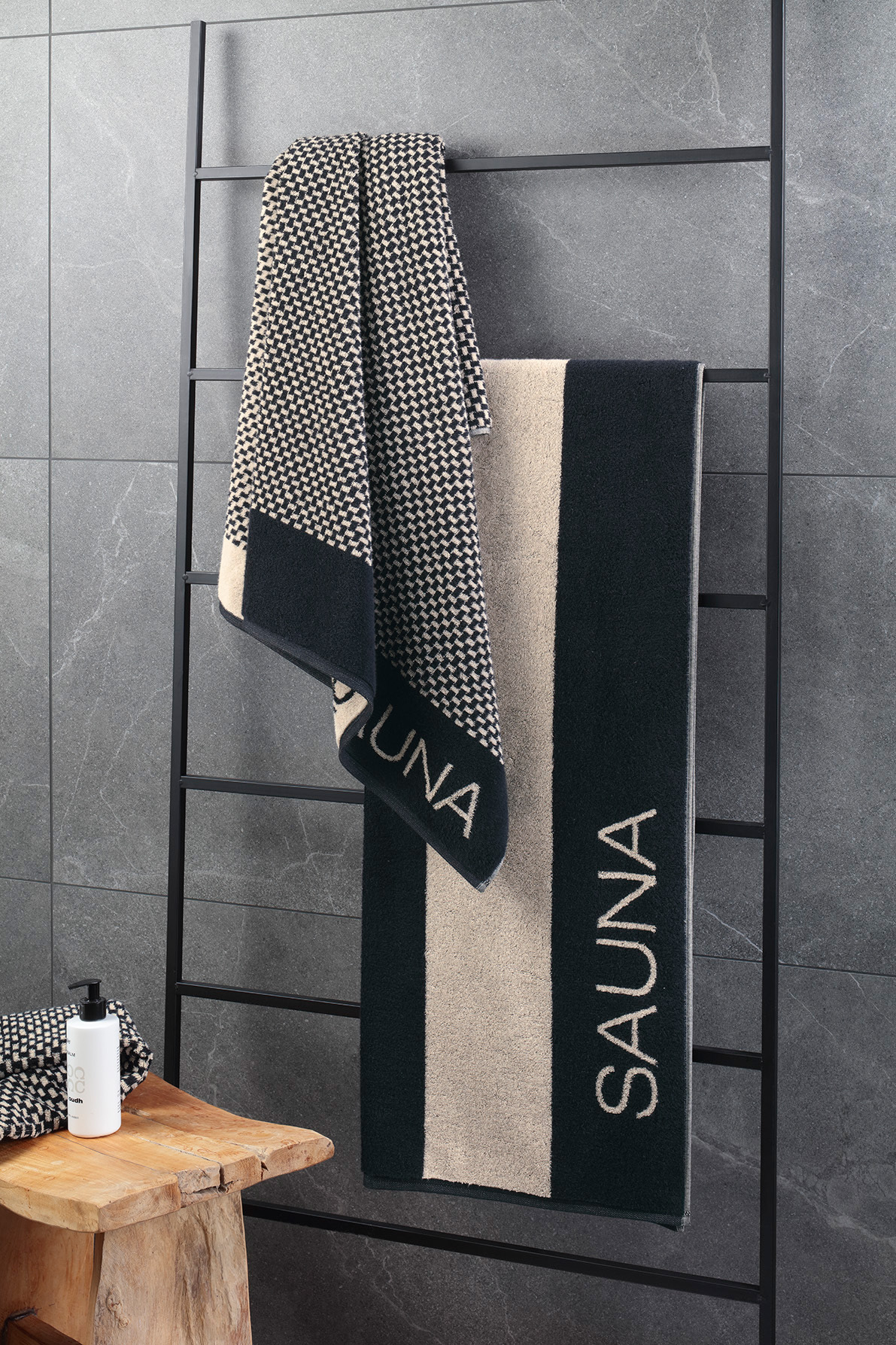 Cawö Saunatuch Natural 6221 | 39 Natur-Schwarz