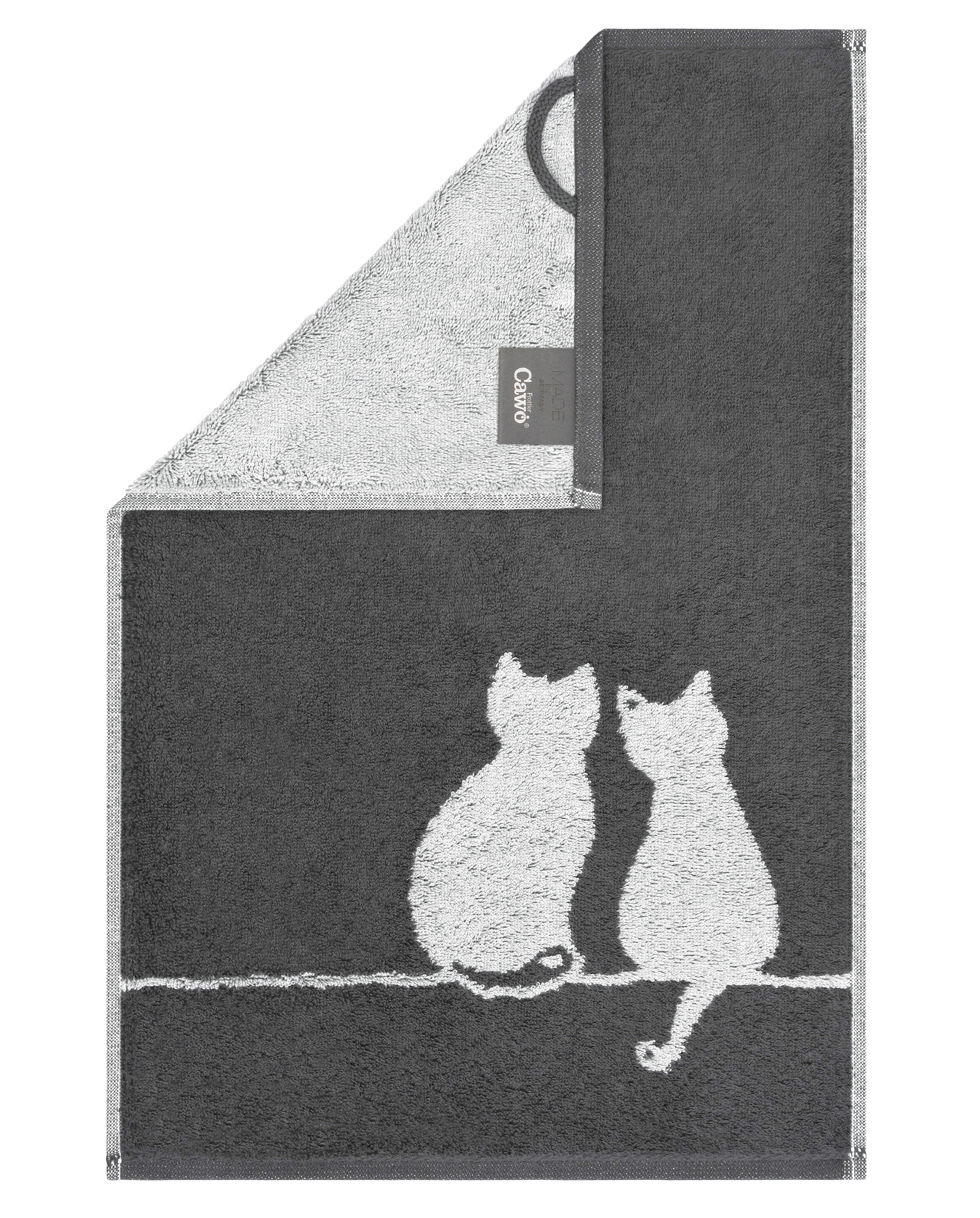 Cawö Gästetuch Cute Cats | 77 basalt/platin