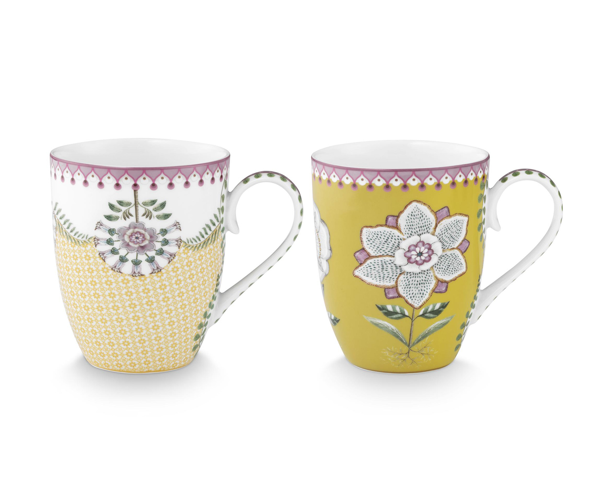 Pip Studio 3 Tassen gross Lily & Lotus | Yellow