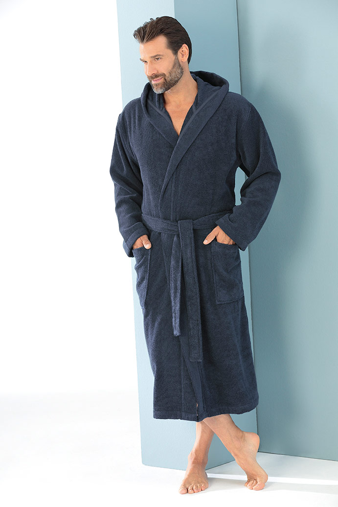 Cawö Herren Kapuze-Bademantel  842 | 17 blau
