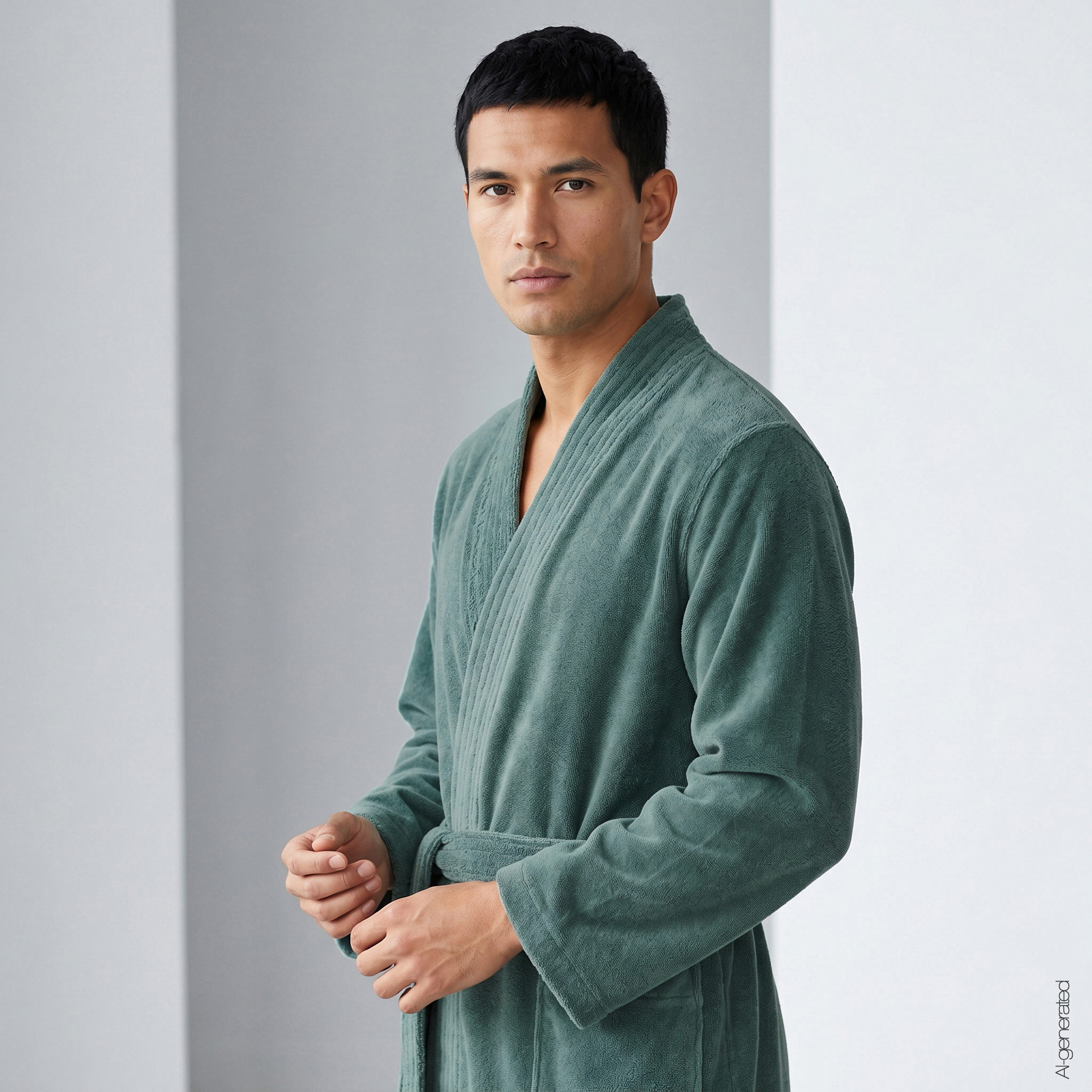 Cawö Herren Kimono-Bademantel  800 | 44 mineral