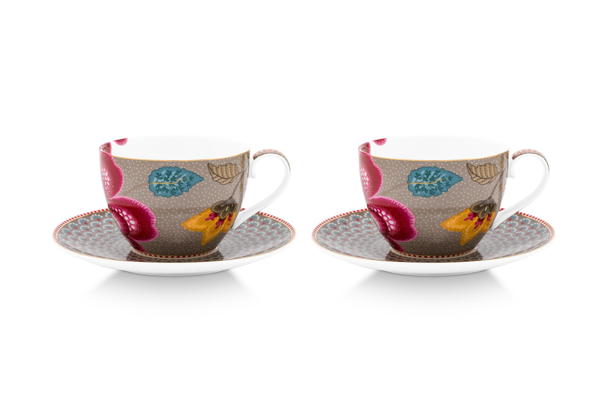 Pip Studio 3er Set Tasse & Untertasse Blooming Tales | Fanta
