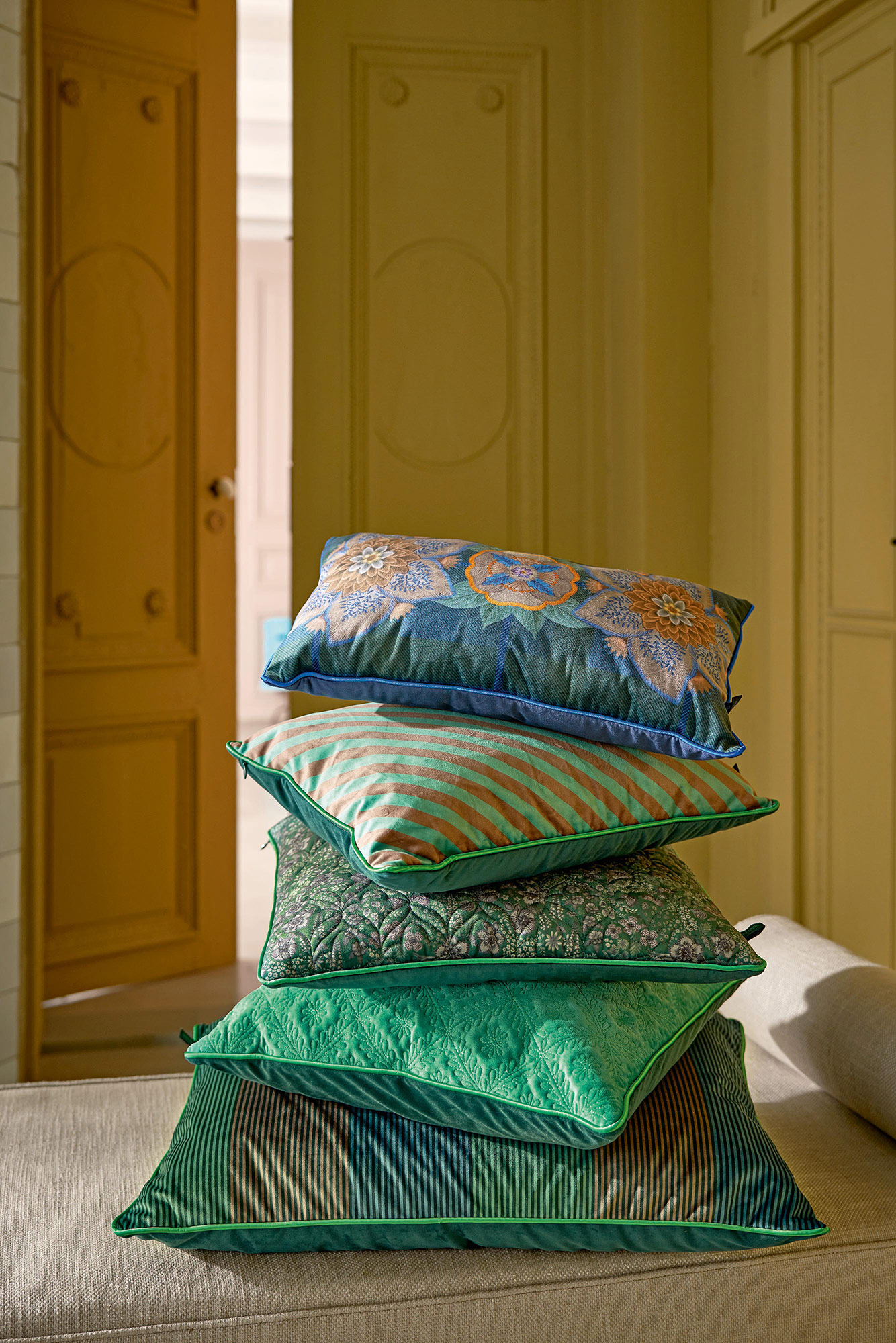 Pip Studio Kissen Quilted Daisy Dreams | grün