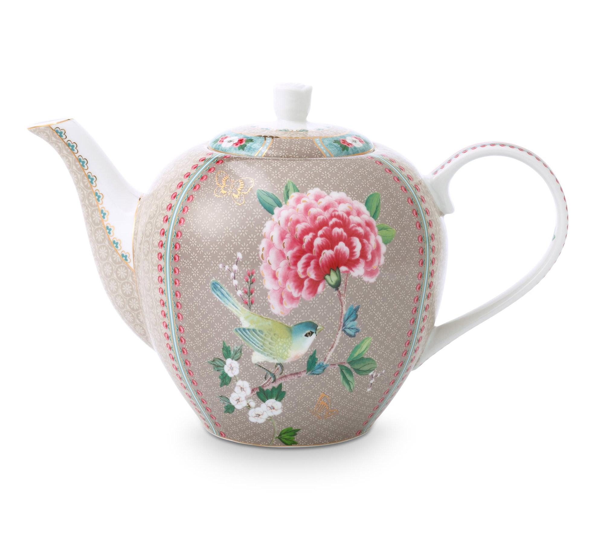 Pip Studio Teekanne gross Blushing Birds | khaki