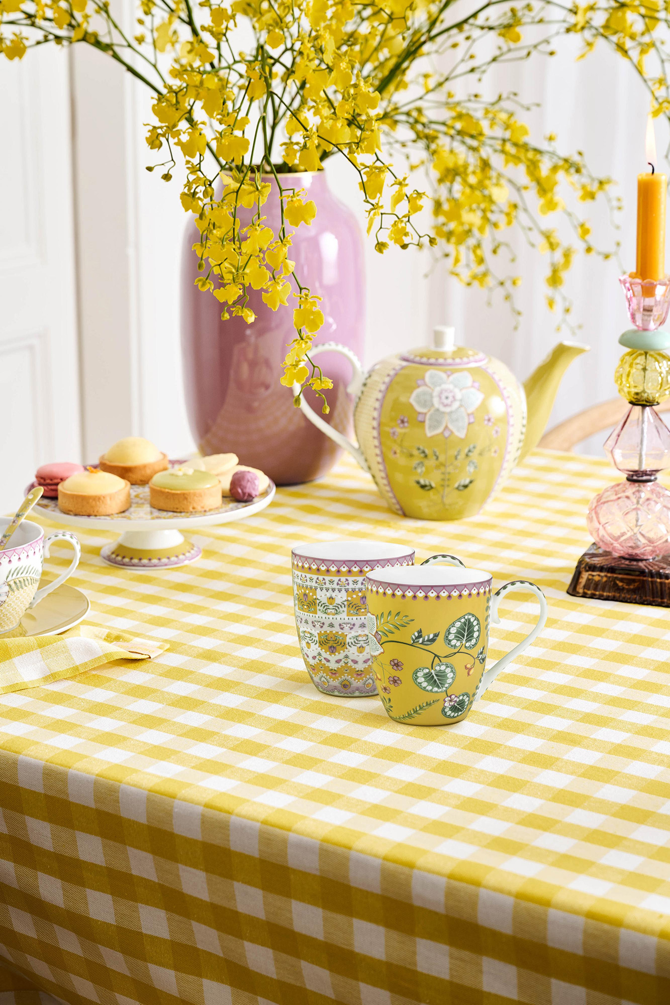 Pip Studio 4 Tassen XL Lily & Lotus | Yellow