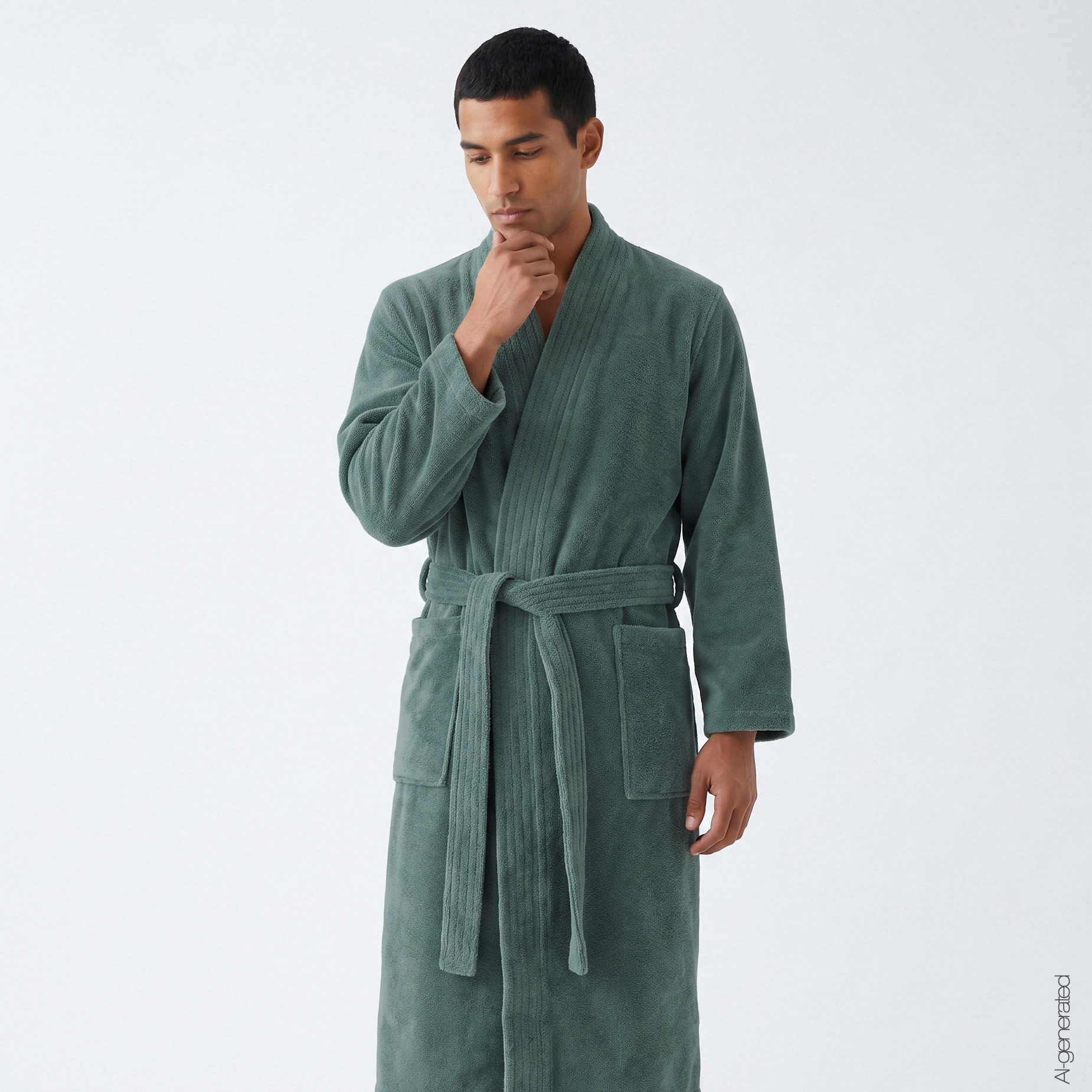 Cawö Herren Kimono-Bademantel  800 | 44 mineral