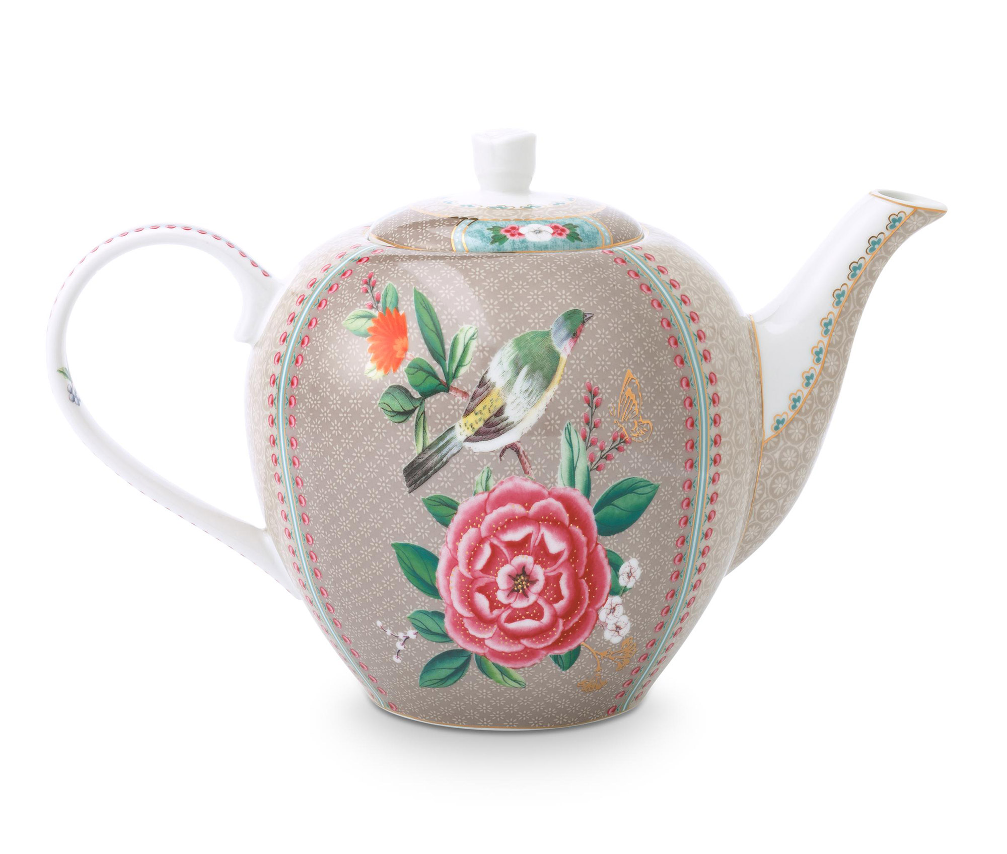 Pip Studio Teekanne gross Blushing Birds | khaki