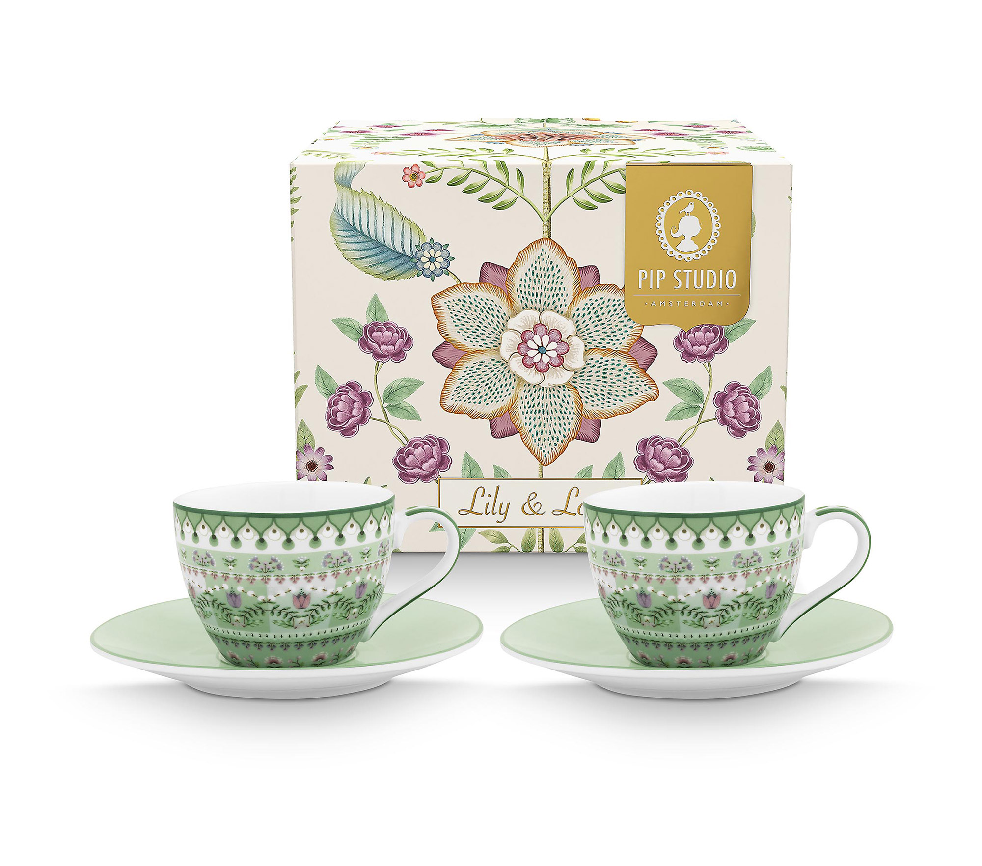 Pip Studio 2er Set Espresso Tasse & Untertasse Lily&Lotus |