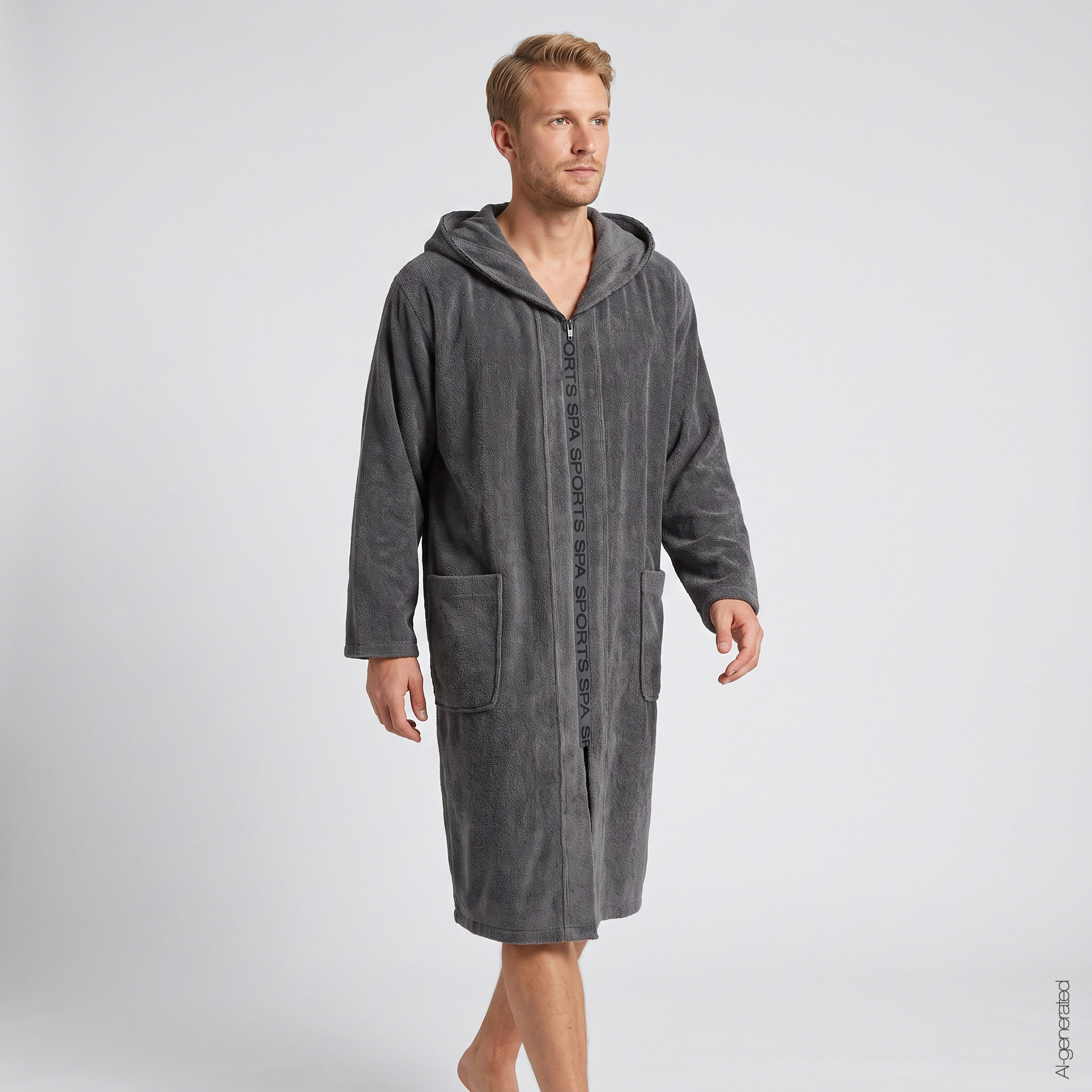 Cawö Herren Kapuze-Bademantel  6850 | 774 anthrazit