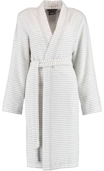Cawö Damen Kimono-Bademantel 1214 | 76 weiß-silber